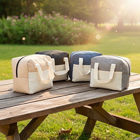 Close no tecido poli�ster de alta qualidade da bolsa t�rmica