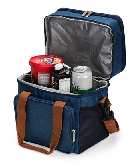 Bolsa t�rmica dupla 15 litros personalizada com dois compartimentos e acabamento resistente para empresas de Belo Horizonte.