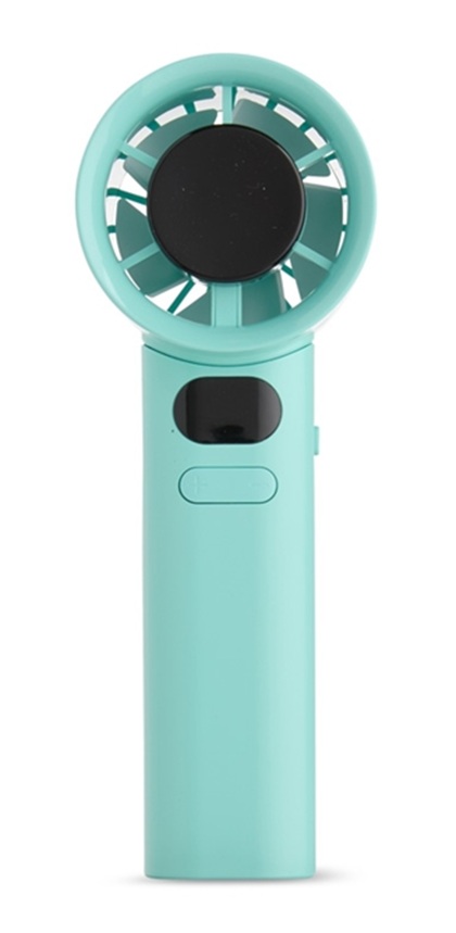 Painel LED de mini ventilador mostrando carga de bateria