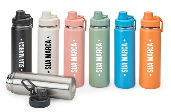 Garrafa T�rmica Inox 750ml com Pintura Eletrost�tica Coloridas com Logomarca