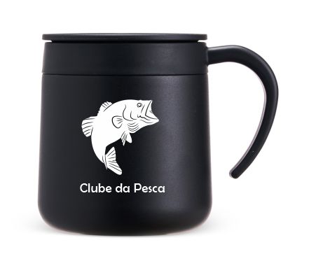 Close na borda arredondada da caneca t�rmica inox